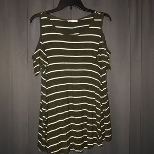 Cold Shoulder Green and White Tunic by Reb & J 220